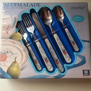 Vintage Marmalade Flatware Set goose and ribbon pattern